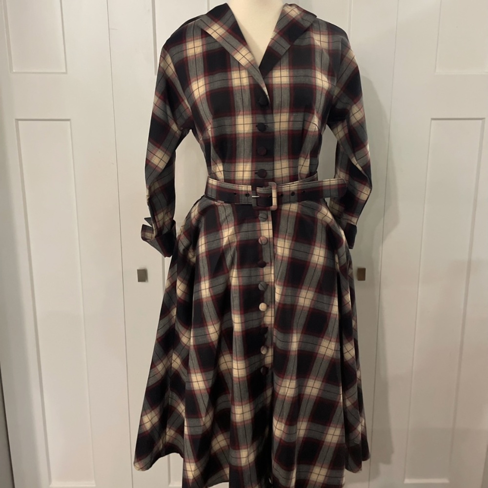 Unique Vintage Plaid Size M Dress